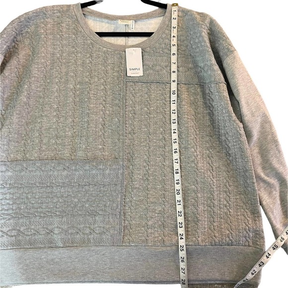 NWT Simple By Suzanne Betro Heather Gray Cable Knit Sweatshirt 2XL - Picture 8 of 14